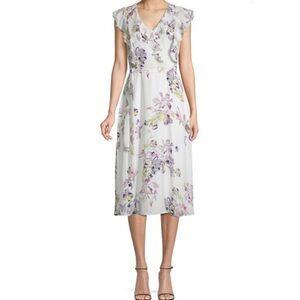 Donna Karen floral white midi dress size 12